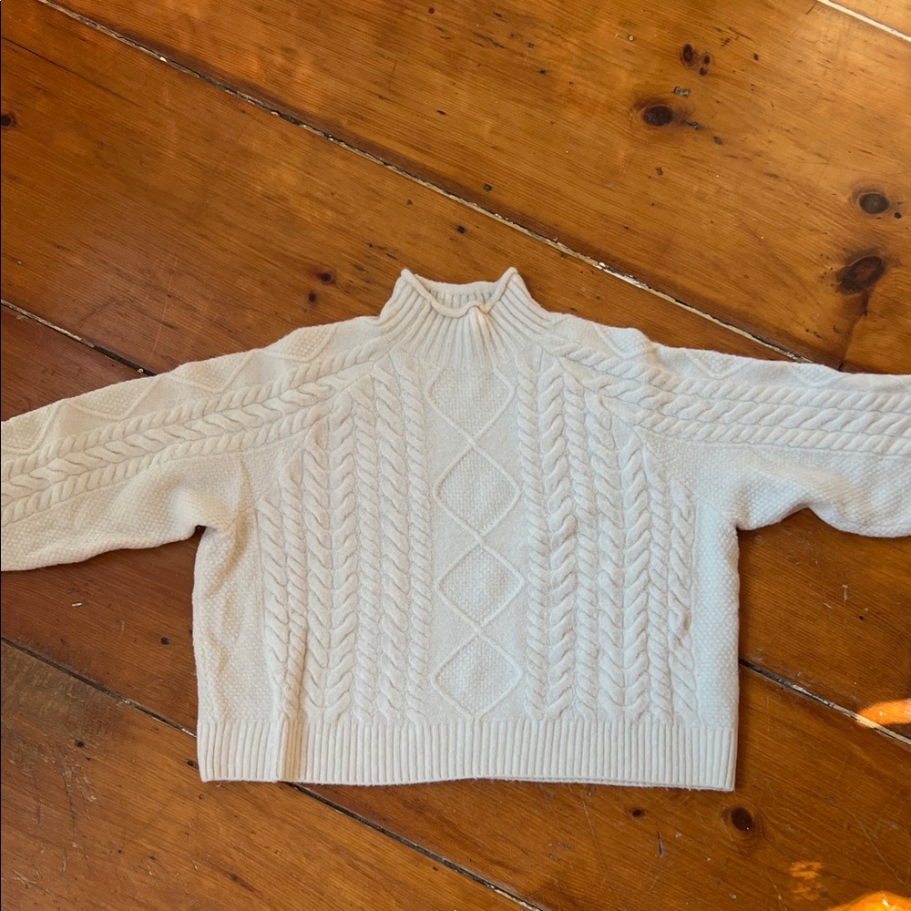 J. Crew Cream Cable Knit Turtleneck Sweater